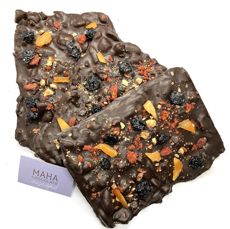 Superfruit Goji berry- orange- blue berry dark chocolate- MAHA chocolate
