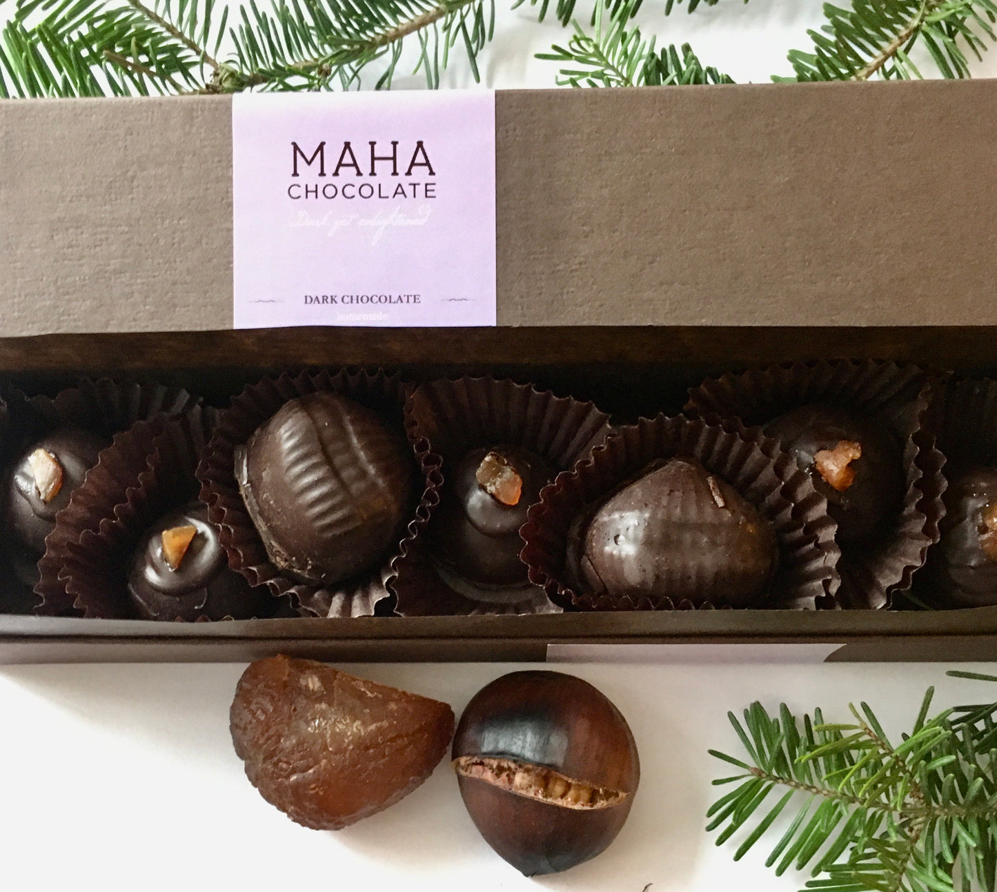 Marrons Glacés Glazed chestnuts chocolate box- mahachocolate